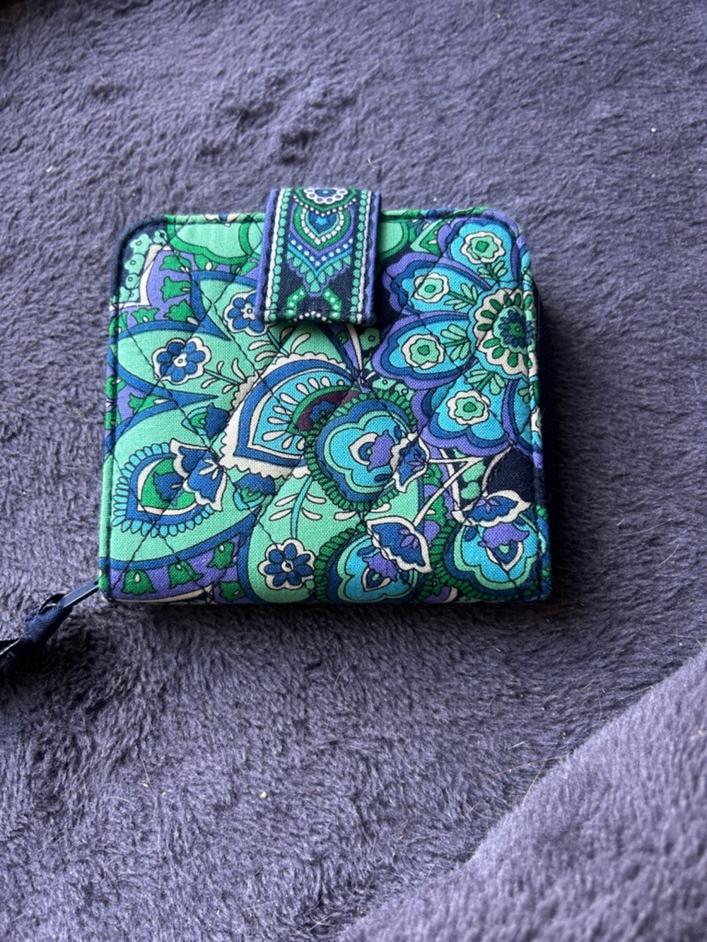 Vera Bradley Quilted Floral Wallet in Green and Blue